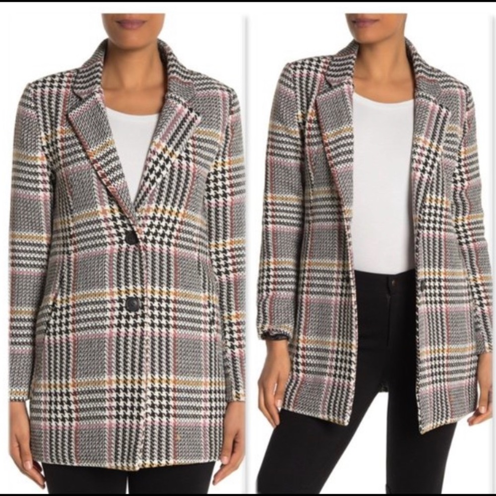 Plaid two button woven coat